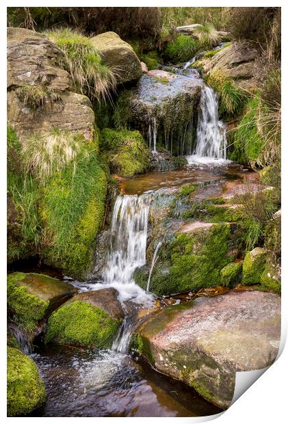 Rocky moorland stream in the Peak District Print by Andrew Kearton