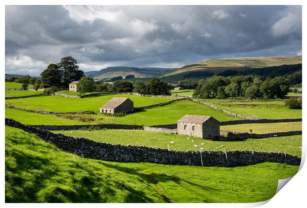 Old stone barns in the Yorkshire Dales Print by Andrew Kearton