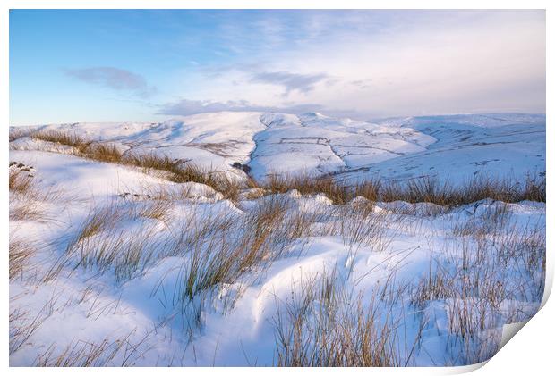 Soft drifted snow in the Peak District Print by Andrew Kearton