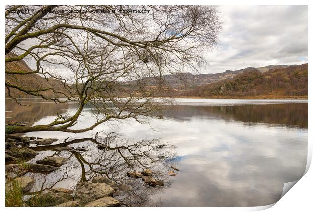 Autumn at Llyn Dinas in Snowdonia Print by Andrew Kearton