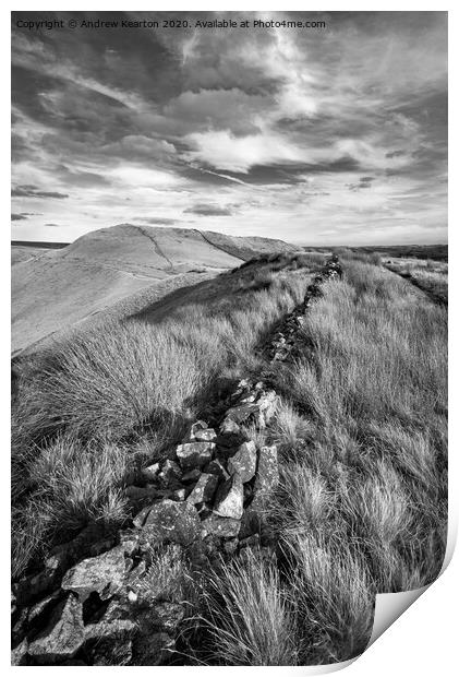 Drystone wall in the hills of the Peak District Print by Andrew Kearton