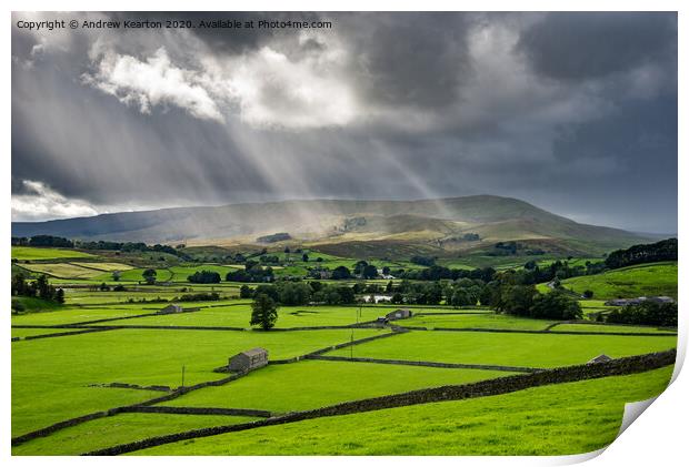 Sunbeams at Hawes in the Yorkshire Dales Print by Andrew Kearton