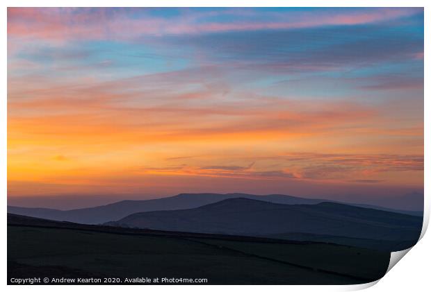 Beautiful dawn over the hills of the High Peak, De Print by Andrew Kearton