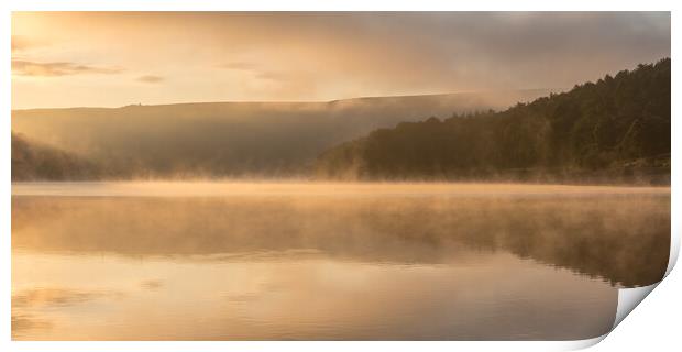 Morning mist on Ladybower Print by Andrew Kearton