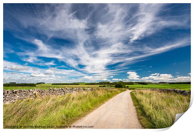 Wispy summer clouds in the White Peak, Derbyshire Print by Andrew Kearton
