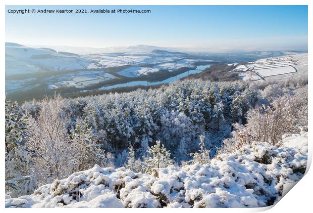 Longdendale Valley in winter Print by Andrew Kearton