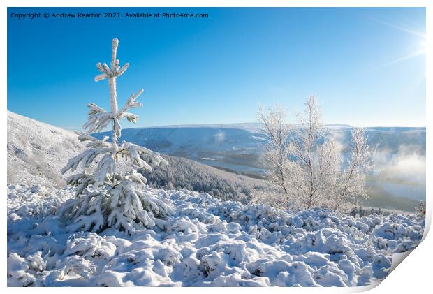 Snow in the Longdendale Valley, Derbyshire, England Print by Andrew Kearton