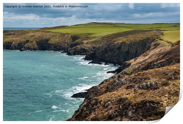 Rugged coastline in North Pembrokeshire Print by Andrew Kearton