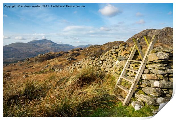 Rugged scenery near Croesor, Snowdonia Print by Andrew Kearton