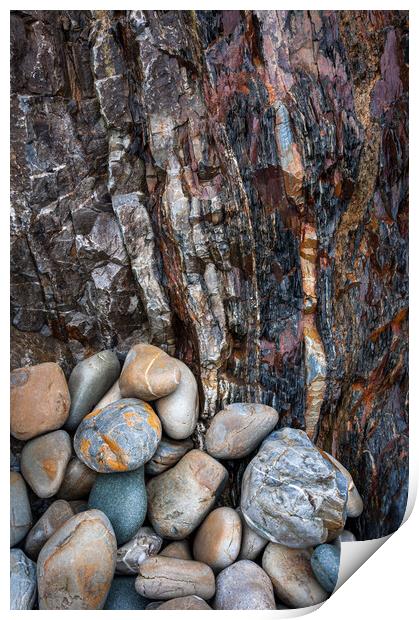 Colours and textures on a Pembrokeshire beach Print by Andrew Kearton