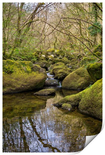 Rocky stream in the Conwy Valley, North Wales Print by Andrew Kearton