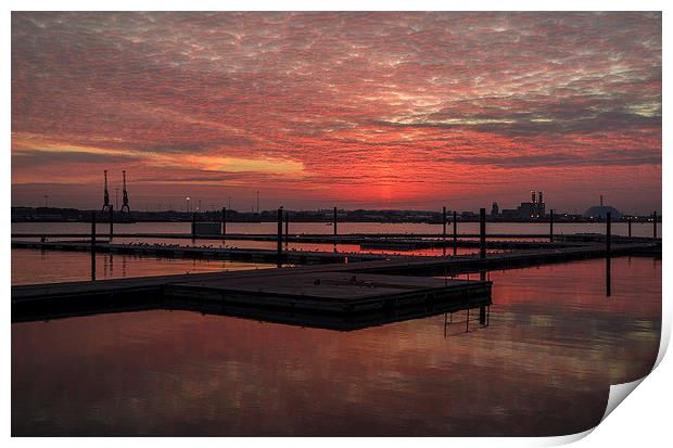  Red sky over Southampton Print by David Oxtaby  ARPS