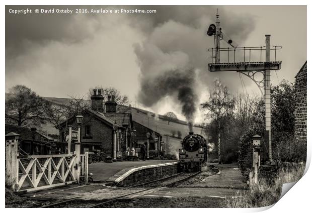 75078 at Oakworth Station New Years Day Print by David Oxtaby  ARPS