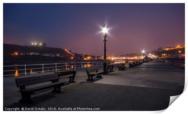 Whitby Pier on a foggy evening Print by David Oxtaby  ARPS