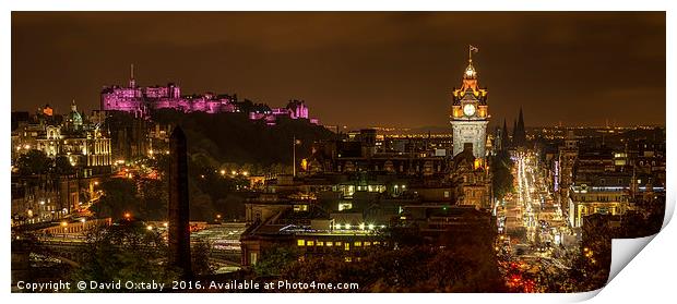 Edinburgh at night from Calton Hill Print by David Oxtaby  ARPS