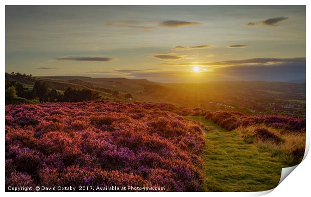 The sun setting over Ilkley Moor Print by David Oxtaby  ARPS