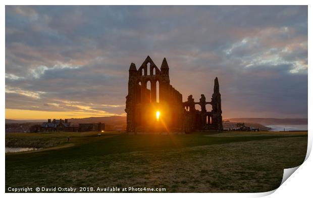 Sun setting at Whitby Abbey Print by David Oxtaby  ARPS