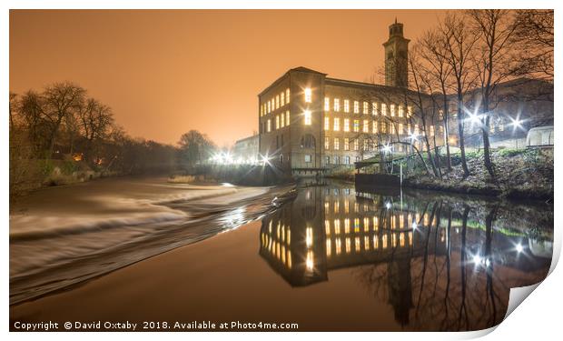 Saltaire on a misty night Print by David Oxtaby  ARPS