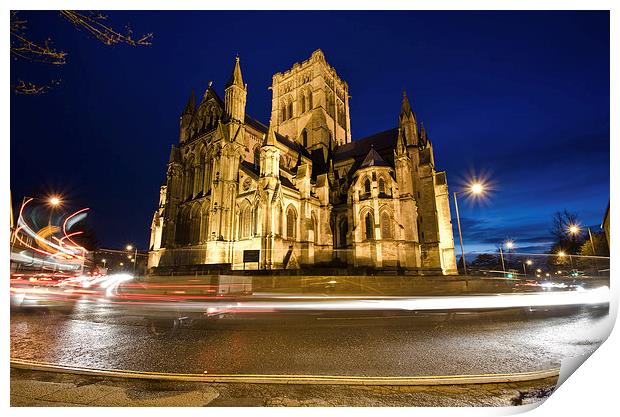  Norwich Roman Catholic Cathedral at night Print by Darren Carter