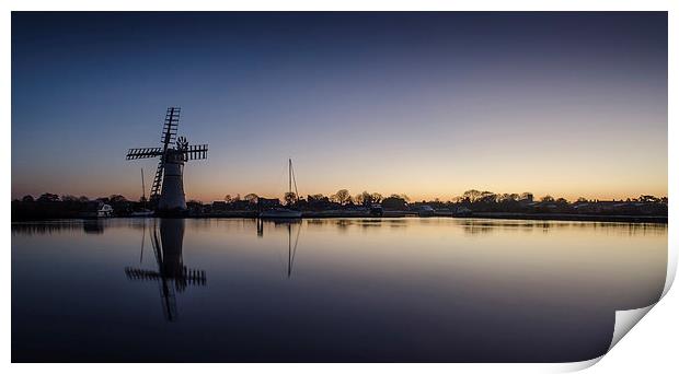  Thurne windmill at first light panorama Print by Darren Carter