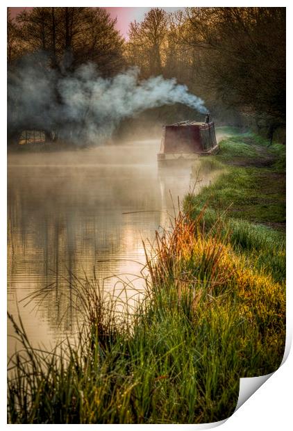 Misty Morning, Stratford Canal, Warwickshire Print by Jonathan Smith