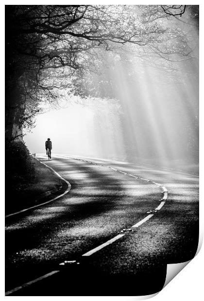 Cycling through the mist 3 Print by Jonathan Smith