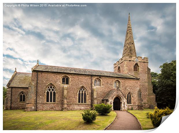   Broughton Astley church St Mary's Print by Philip Wilson