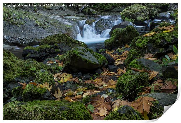  Fall on Tanner Creek, Oregon Print by Hans Franchesco