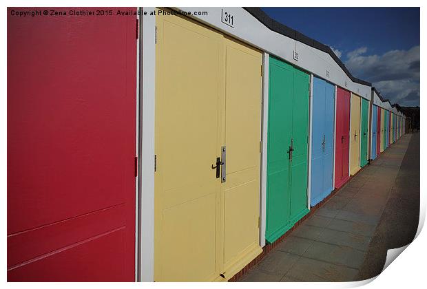 Primary Beach Huts at Exmouth Print by Zena Clothier
