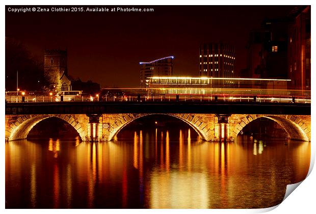 Bristol Bridge at night Print by Zena Clothier