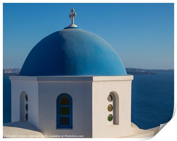 Santorini sea view Print by henry harrison