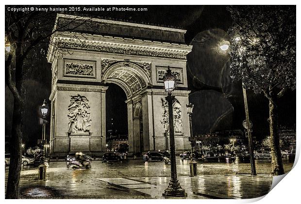  Rain Drops In Paris Print by henry harrison
