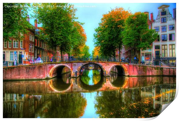 Amsterdam Bridge and Waterways Print by henry harrison