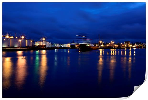 Aberdeen harbour lights Print by Sonia Packer