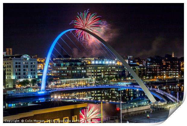 Millennium Bridge Fireworks Print by Colin Morgan