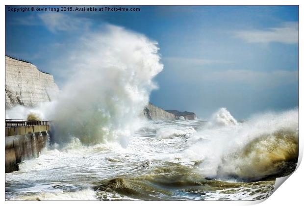  rough seas blue sky's rottingdean in high winds  Print by kevin long