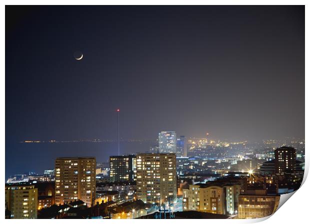 new moon over Brighton  calm and relaxing  Print by kevin long
