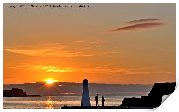 Sunset  Fishing Print by Eric Watson