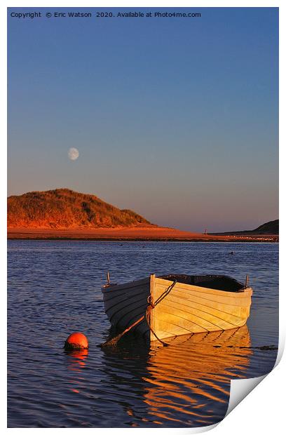 Boat And Moon  Print by Eric Watson