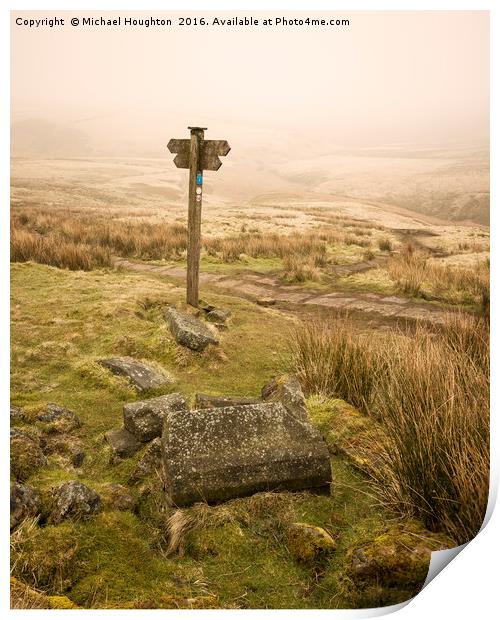 Top Withens Signpost Print by Michael Houghton