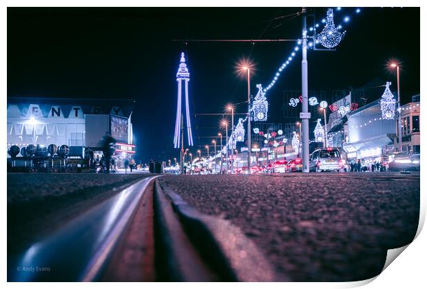 Blackpool By Night Print by Andy Evans
