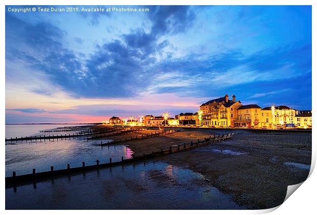 Bognor, Regis, Twilight Print by Tedz Duran