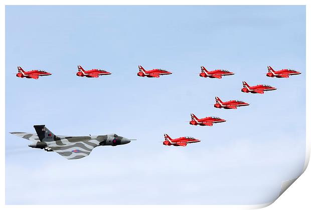  Red Arrows and Vulcan  Print by Andrew Baines