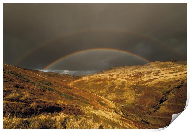 Double rainbow, Peak District Print by Graham Light