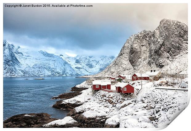 Hamnoy Rorbu, Lofoten Islands Print by Janet Burdon