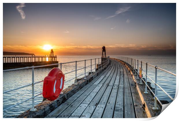 Whitby Sunset from The East Pier Print by Richard Burdon