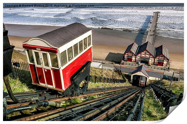  Saltburn Pier & Funicular Print by Richard Burdon