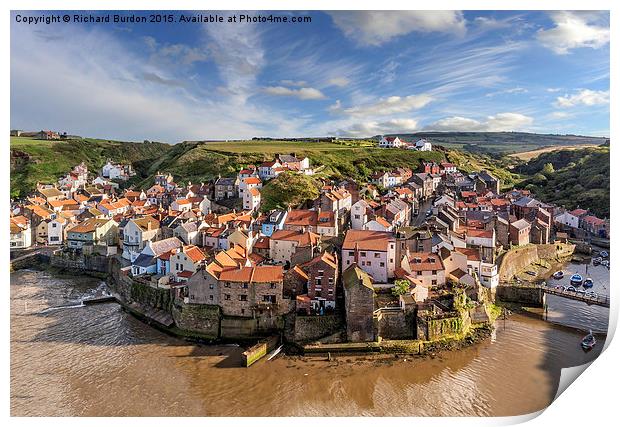  Staithes from Cow Bar Nab Print by Richard Burdon