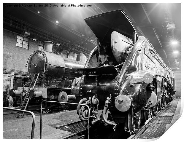 Sir Nigel Gresley In The Engine Shed At Grosmont Print by Richard Burdon