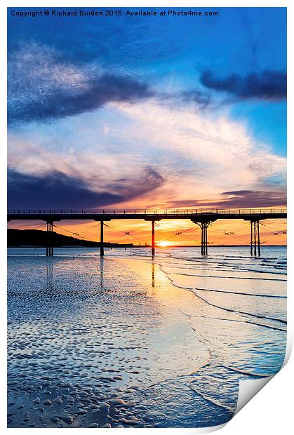 Summer Sunset Saltburn Print by Richard Burdon